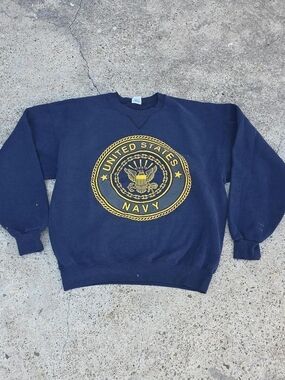 Vintage US Navy Sweatshirt Size Large Soffe Crewneck Made In USA